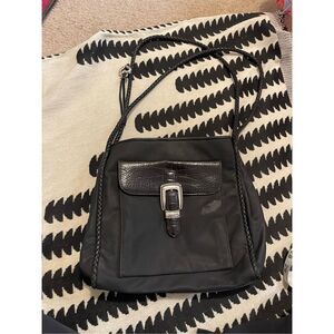BRIGHTON WESTERN PURSE  Vintage black purse braided handles‎